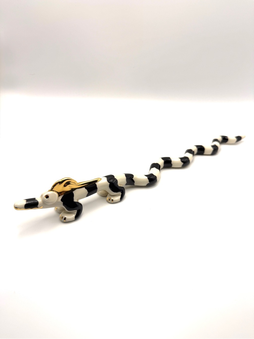Judith Strong 13" Ceramic Art Pottery Snake Dragon Figurine / Sculpture 1995